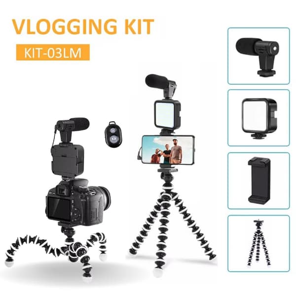 Thumbnail for طقم تصوير الفيديوهات بالهاتف بطريقة إحترافية Vlogging Kit D'enregistrement Vidéo Pour Smartphones KIT-03LM