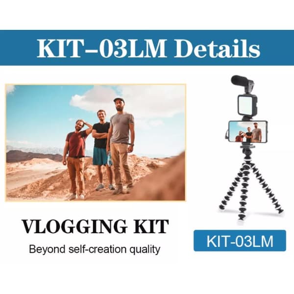 Thumbnail for طقم تصوير الفيديوهات بالهاتف بطريقة إحترافية Vlogging Kit D'enregistrement Vidéo Pour Smartphones KIT-03LM