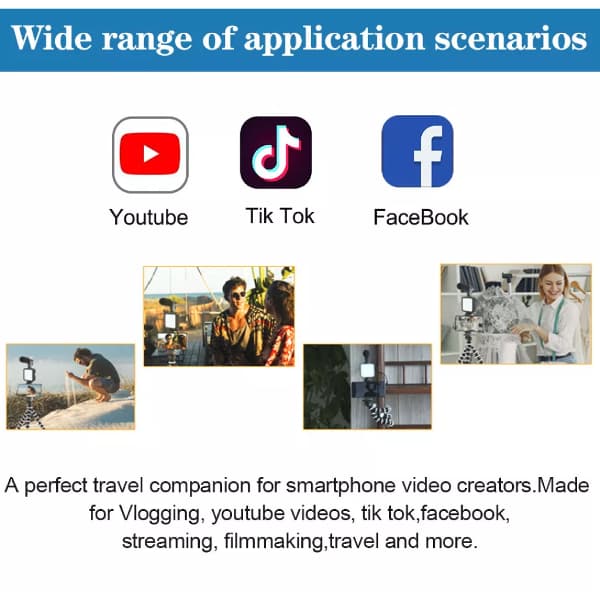 Thumbnail for طقم تصوير الفيديوهات بالهاتف بطريقة إحترافية Vlogging Kit D'enregistrement Vidéo Pour Smartphones KIT-03LM