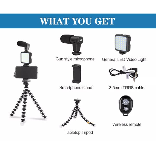 Thumbnail for طقم تصوير الفيديوهات بالهاتف بطريقة إحترافية Vlogging Kit D'enregistrement Vidéo Pour Smartphones KIT-03LM